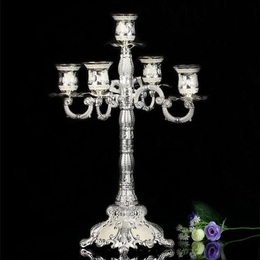 ALDO Décor>Artwork>Sculptures & Statues Silver Vintage Metal 5 Arm Candlestick Candle Holders  Centerpieces Home Decoration