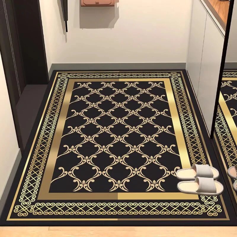 ALDO Decor > Rugs 60x90cm 23.6x35.4in / Flanel / Golden Abstract Bianca Modern Luxury Abstract CRugarpet Non-Slip Floor Mat