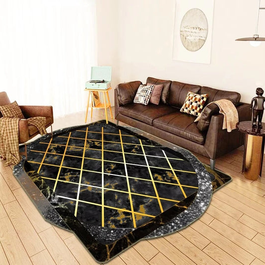 ALDO Decor > Rugs 60x90cm 23.6x35.4in / Fleece Fabric / Golden Medusa Flower Athena Luxury Modetrn Ornament Carpet Non-Slip Floor Mat Rug Carpe