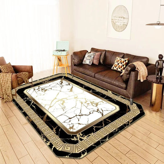 ALDO Decor > Rugs 80x120cm 31.5x47.2in / Fleece Fabric / Golden Medusa Flower Eleanor Luxury Modetrn Ornament Carpet Non-Slip Floor Mat Rug Carpe