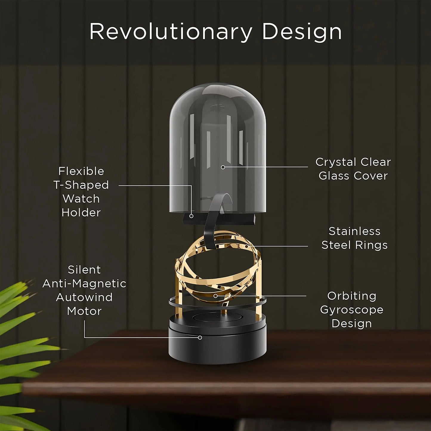 ALDO Décor > Watches Luxury Automatic Space Age Orbiting Gyroscope Design Watch Winder Fine Stand Case With USB Power Adapter