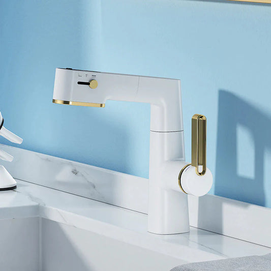 ALDO Hardware>Plumbing Fixtures New Bathroom Basin Faucets LED with Temperature Control Display Solid Brass Mixer Taps and Pull Out Type Single Handle