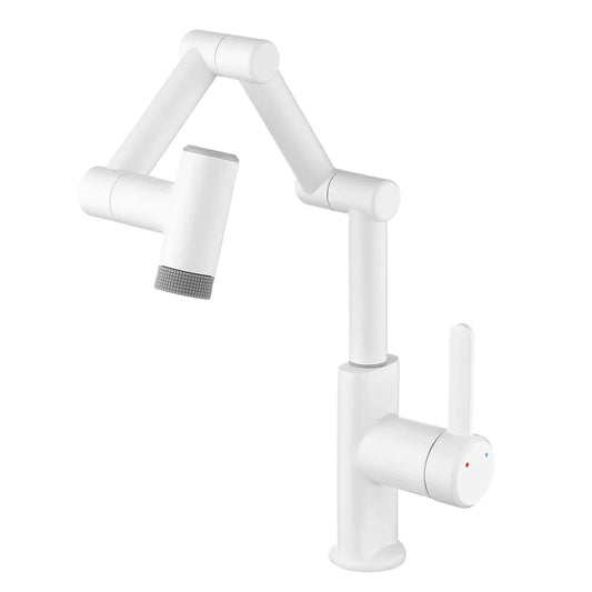 ALDO Hardware>Plumbing Fixtures White Unique Folding Digital Display LED Basin Faucet Mixer 360 Rotation Multi-function Stream Sprayer