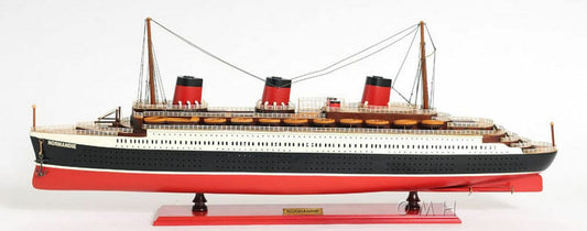 ALDO Hobbies & Creative Arts> Collectibles> Scale Model 44.75 W: 9.25 H: 15 Inches / NEW / Wood T.S.S. Normandie French Painted Passenger Ship Ocean Liner Large Wood Model Assembled With Display Case
