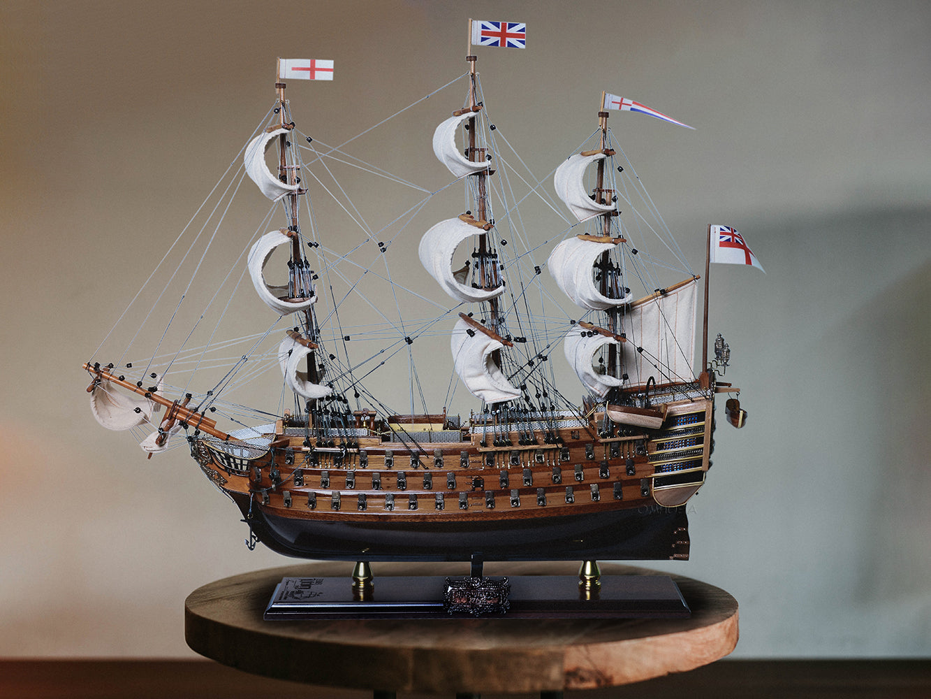 ALDO Hobbies & Creative Arts> Collectibles> Scale Model HMS Victory Admiral Nelsons Flagship Tall Ship Limited Edition Full Crooked Sails  Wood Model Sailboat Assembled