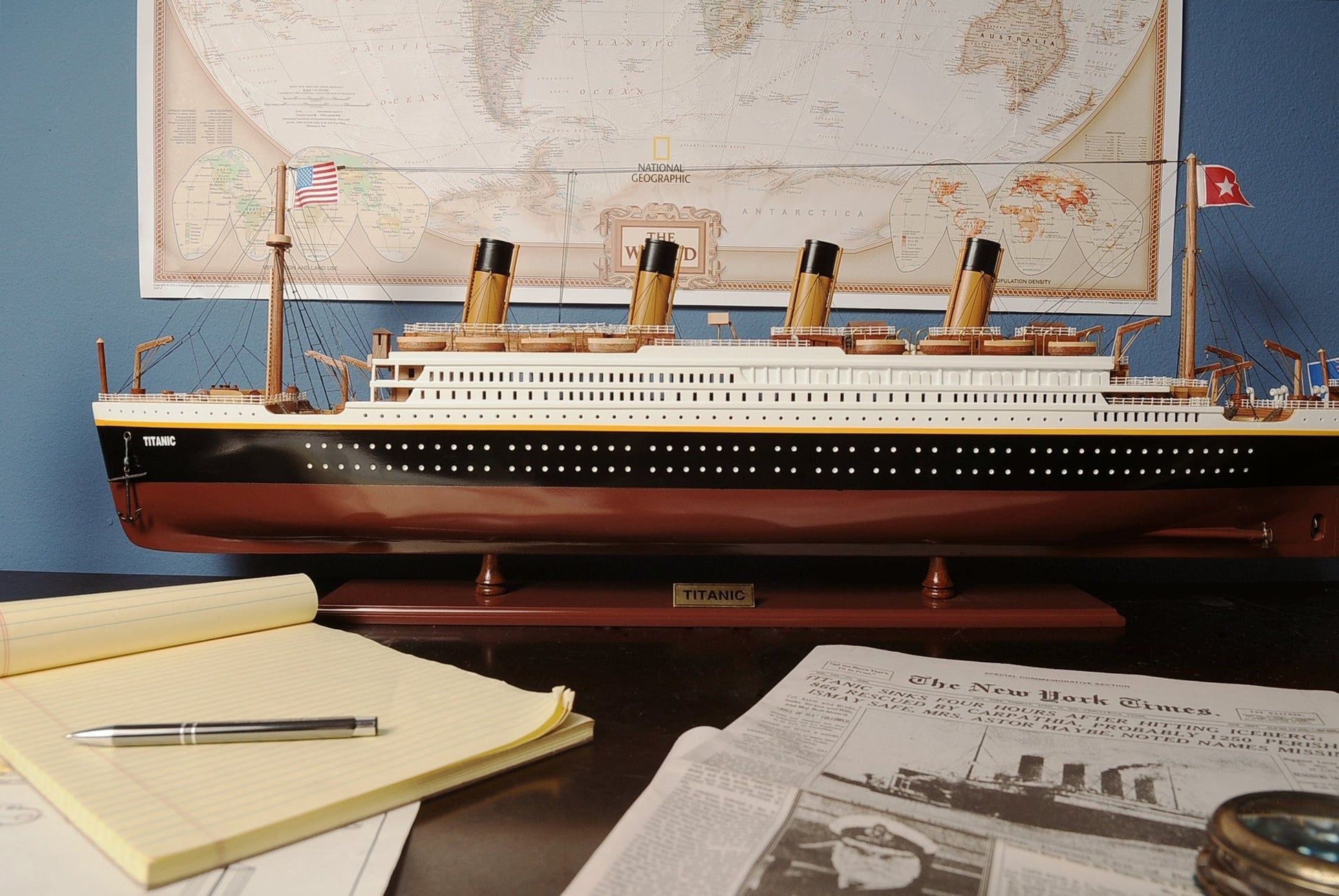 ALDO Hobbies & Creative Arts> Collectibles> Scale Model L: 32 W: 4 H: 11 Inches / NEW / Wood RMS Titanic Painted Medium Passenger Ship Ocean Liner Wood Model Assembled
