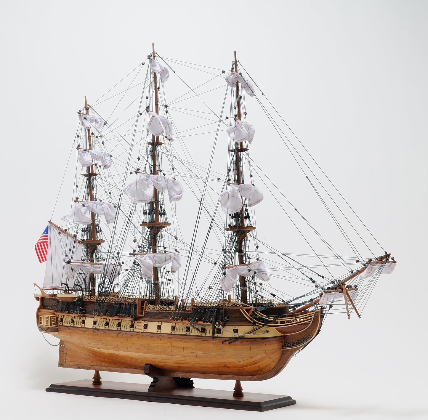 ALDO Hobbies & Creative Arts> Collectibles> Scale Model L: 34 W: 13 H: 31.5 Inches / NEW / Wood USS Constitution Medium Tall Ship Wood Model Sailboat With Tabletop Display Case Combo Assembled