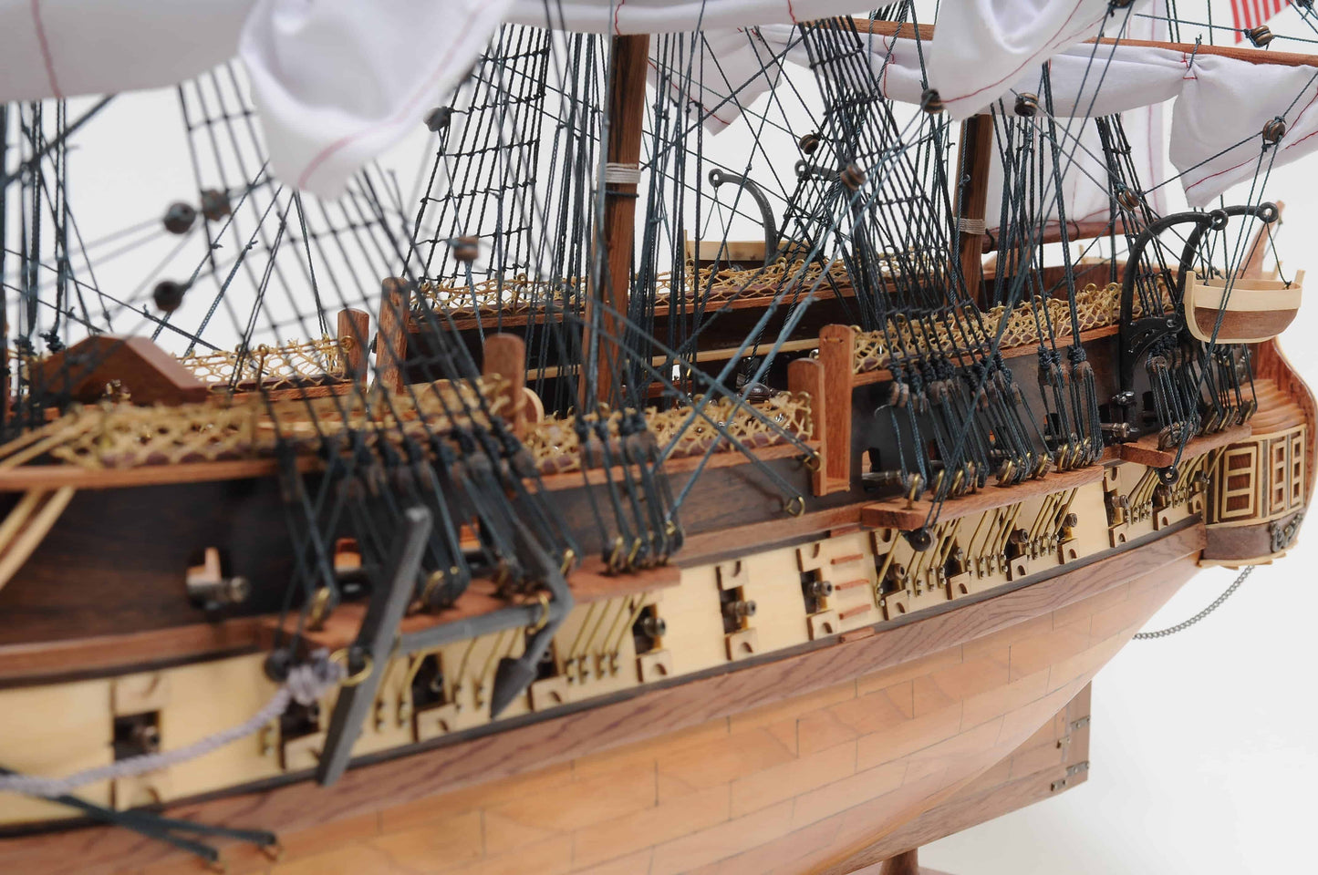 ALDO Hobbies & Creative Arts> Collectibles> Scale Model L: 34 W: 13 H: 31.5 Inches / NEW / Wood USS Constitution Medium Tall Ship Wood Model Sailboat With Tabletop Display Case Combo Assembled