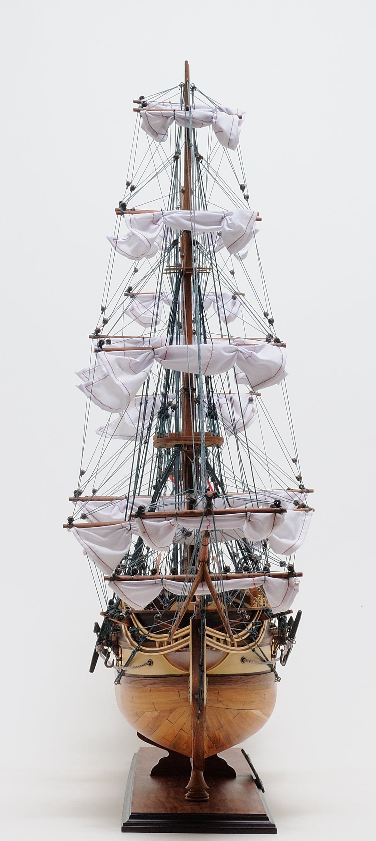 ALDO Hobbies & Creative Arts> Collectibles> Scale Model L: 35.4 W: 13.5 H: 29.5 Inches / NEW / Wood USS Constitution Medium Tall Ship Wood Model Sailboat With Tabletop Display  Front Open Case Combo Assembled