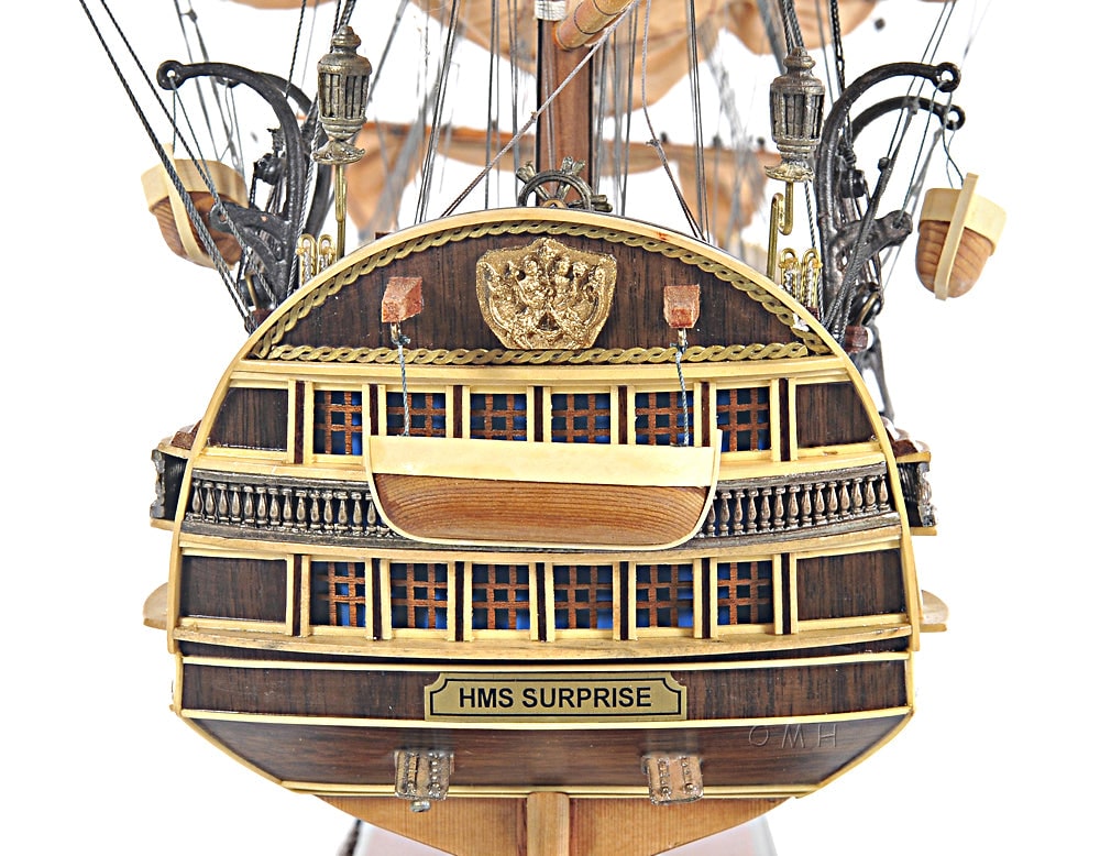 ALDO Hobbies & Creative Arts> Collectibles> Scale Model L: 40 W: 13.75 H: 39.25 Inches / new / wood HMS Surprise British Royal Navy Frigate Tall Ship  Portrayed in the Movie Master and Commander Wood Model Sailboat Large With Table Top Display Case