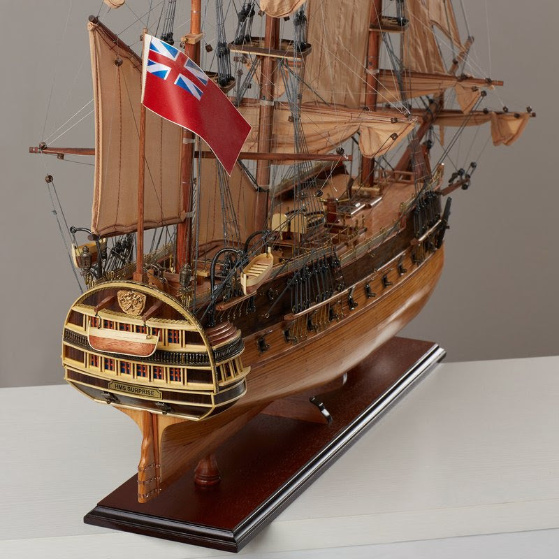 ALDO Hobbies & Creative Arts> Collectibles> Scale Model L: 40 W: 13.75 H: 39.25 Inches / new / wood HMS Surprise British Royal Navy Frigate Tall Ship  Portrayed in the Movie Master and Commander Wood Model Sailboat Large With Floor Display Case