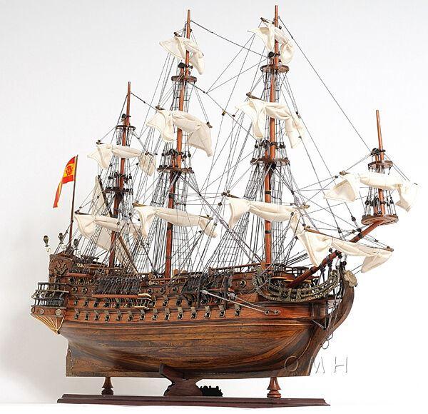 ALDO Hobbies & Creative Arts> Collectibles> Scale Model L: 40 W: 13.75 H: 39.25 Inches / NEW / Wood San Felipe Spanish Armada Galleon Large Tall Ship Exclusive Edition Large Wood Model Sailboat Assembled  With Table Top Display Case