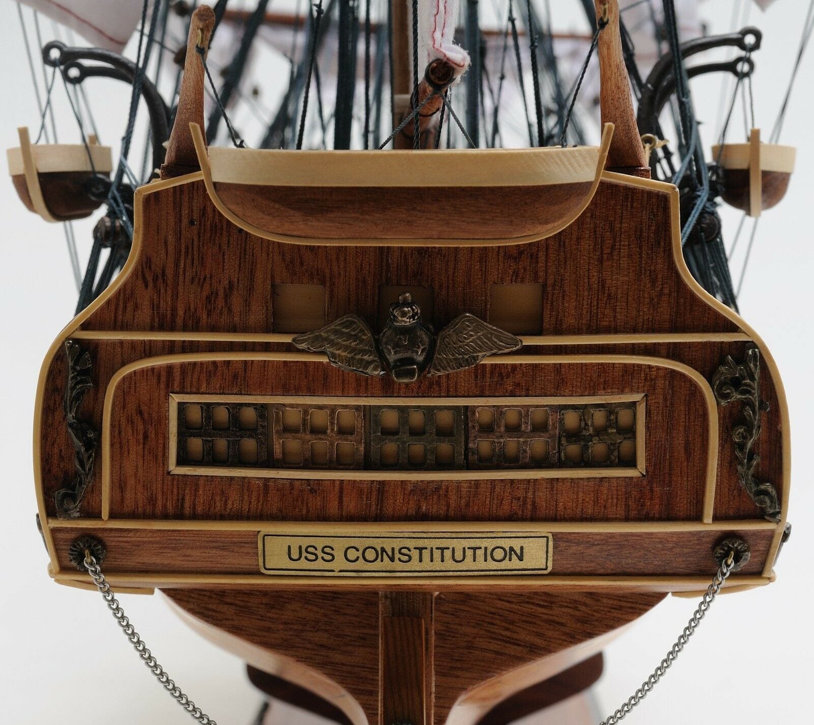 ALDO Hobbies & Creative Arts> Collectibles> Scale Model L: 40 W: 13.75 H: 39.25 Inches / NEW / Wood USS Constitution Large Tall Ship Wood Model Sailboat With Tabletop Display Case Combo Assembled