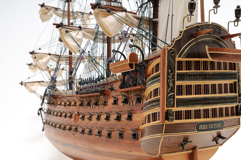 ALDO Hobbies & Creative Arts> Collectibles> Scale Model L: 40 W: 13.75 H: 69 Inches / Brown / Wood HMS Victory Admiral Nelson Flagship Tall Ship Large Sailboat Exclusive Edition Wood Model Assembled With Table Top Display Case