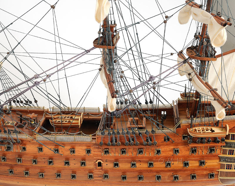 ALDO Hobbies & Creative Arts> Collectibles> Scale Model L: 40 W: 13.75 H: 69 Inches / Brown / Wood HMS Victory Admiral Nelson Flagship Tall Ship Large Sailboat Exclusive Edition Wood Model Assembled With Table Top Display Case