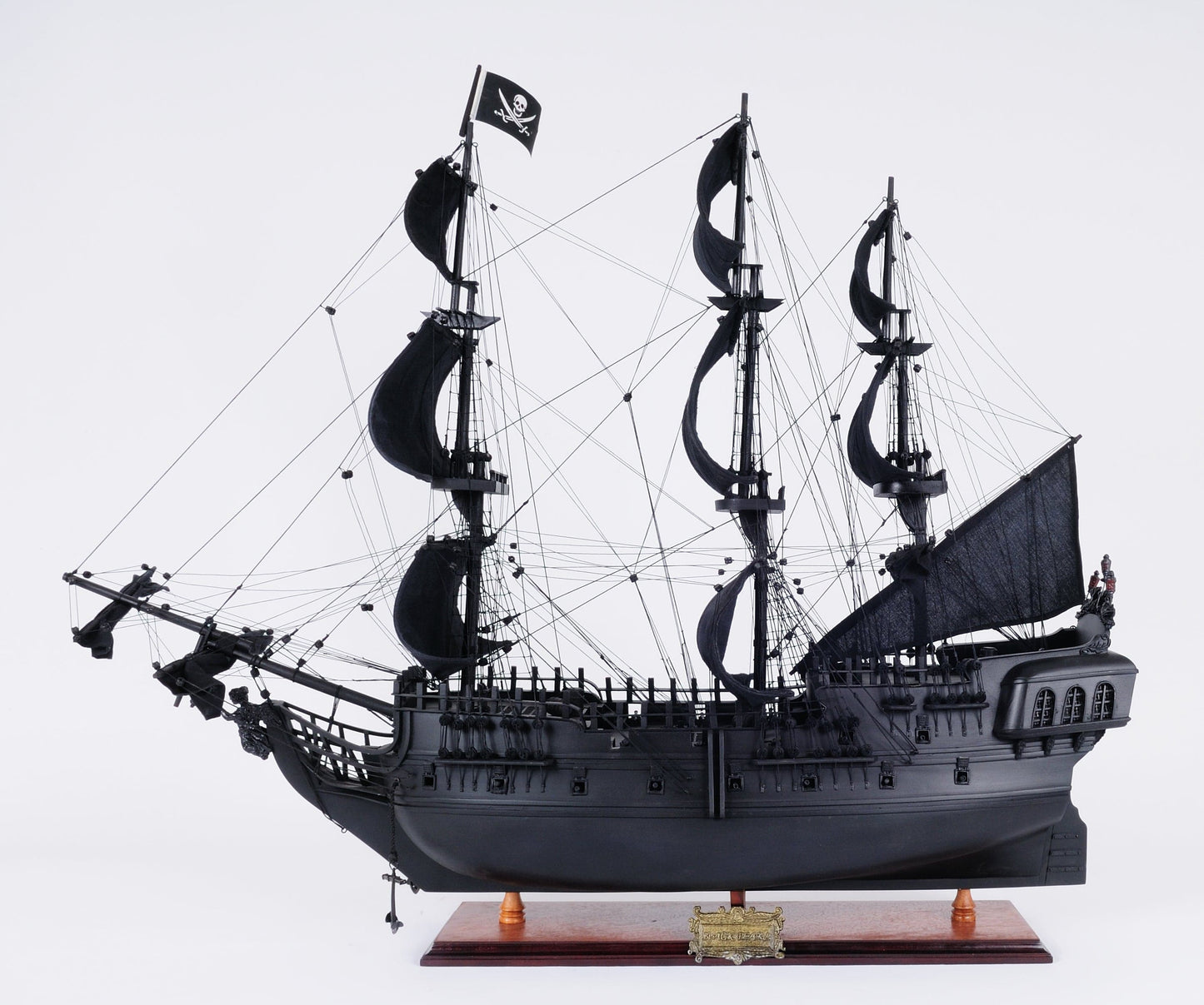 ALDO Hobbies & Creative Arts> Collectibles> Scale Model L: 40 W: 13.75 H: 69 Inches / NEW / Wood Black Pearl Pirates of The Caribbean Large Tall Ship Wood Model Sailboat With Floo Display Case Assembled