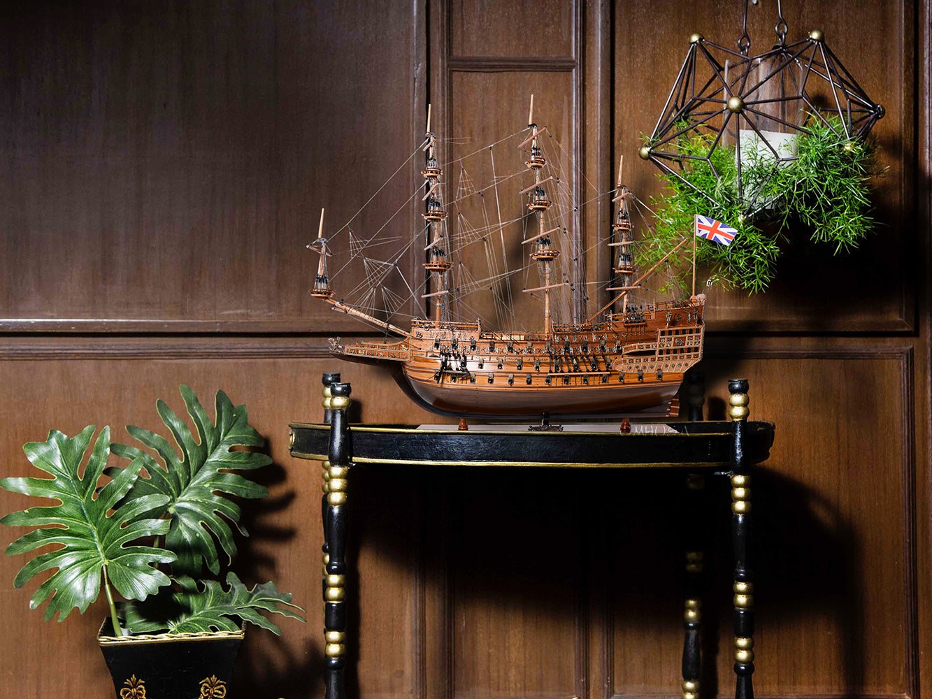 Aldo Hobbies & Creative Arts> Collectibles> Scale Model new / Wood / L: 35 W: 11.5 H: 32.5 Inches HMS Sovereign Of The Seas Tall Ship Small  Wood Model Sailboat No Sails Assembled