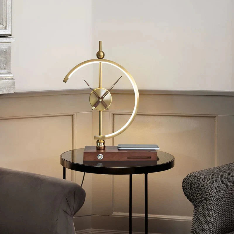 ALDO Home & Garden>Lamps> Lighting & Ceiling Fans 16 x 11 x 6 inches / New / Metal Artistic Design Clock Art Deco Sculpture Tabletop Lamp with Wirless Charger