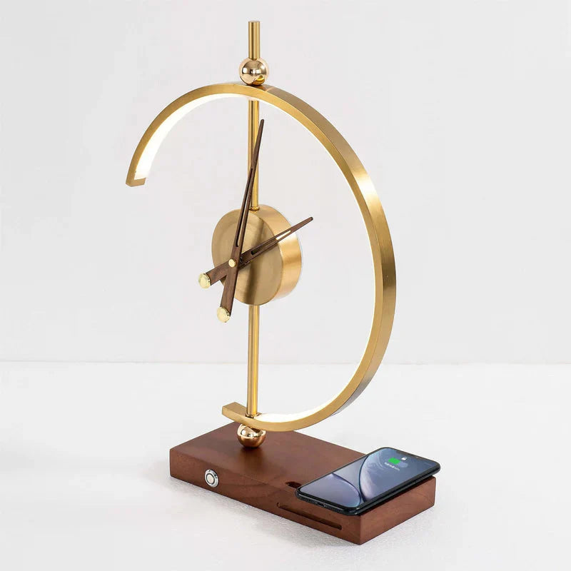 ALDO Home & Garden>Lamps> Lighting & Ceiling Fans 16 x 11 x 6 inches / New / Metal Artistic Design Clock Art Deco Sculpture Tabletop Lamp with Wirless Charger