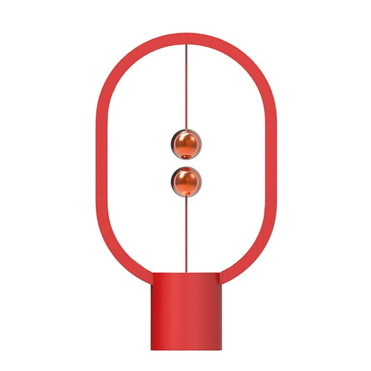 ALDO Home & Garden>Lamps> Lighting & Ceiling Fans 40 * 22* cm / New Red / Metal and Wood Unique Magnetic Design Clock  Sculpture Tabletop LED Lamp With Round Base