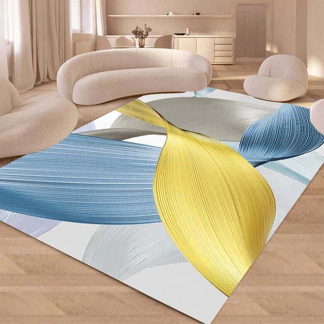 ALDO Home & Kitchen>Area Rugs>Carpet Golden Plant Leaf Modern Luxury Geometric Design Polyester Indoor Area Rug Carpet