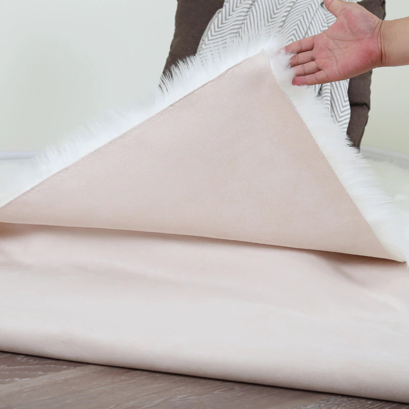 ALDO Home & Kitchen>Area Rugs>Carpet Luxury Super Soft Faux Sheepskin Fur Bage Area Rugs for Bedside Floor Mat Plush Sofa Cover Seat Pad for Bedroom