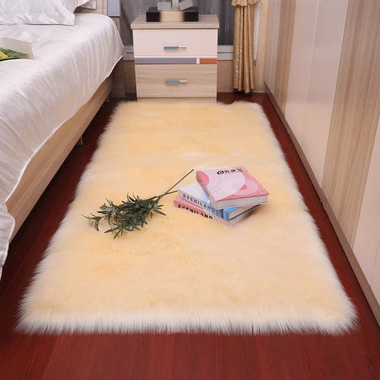 ALDO Home & Kitchen>Area Rugs>Carpet Luxury Super Soft Faux Sheepskin Fur Bage Area Rugs for Bedside Floor Mat Plush Sofa Cover Seat Pad for Bedroom