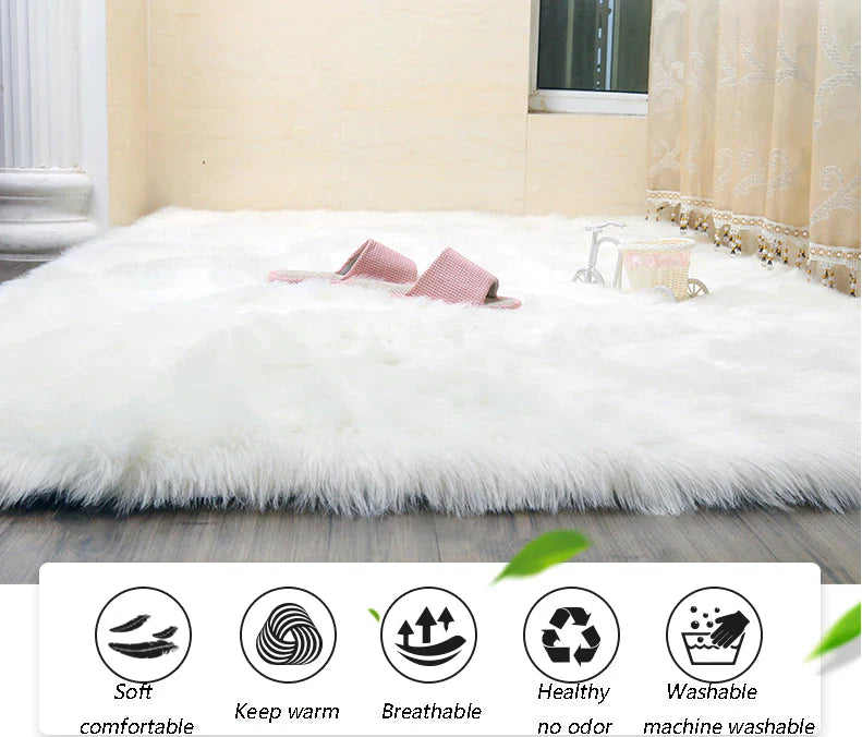 ALDO Home & Kitchen>Area Rugs>Carpet Luxury Super Soft Faux Sheepskin Fur Pink Area Rugs for Bedside Floor Mat Plush Sofa Cover Seat Pad for Bedroom