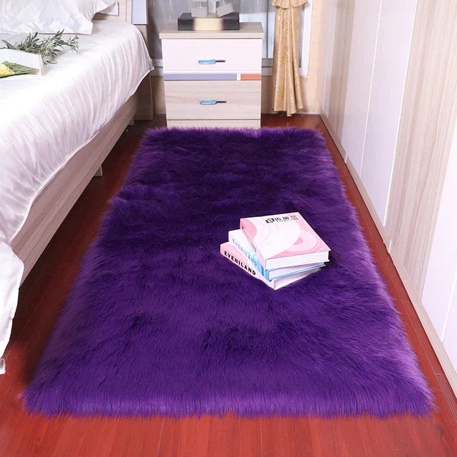 ALDO Home & Kitchen>Area Rugs>Carpet Luxury Super Soft Faux Sheepskin Fur Purple Area Rugs for Bedside Floor Mat Plush Sofa Cover Seat Pad for Bedroom