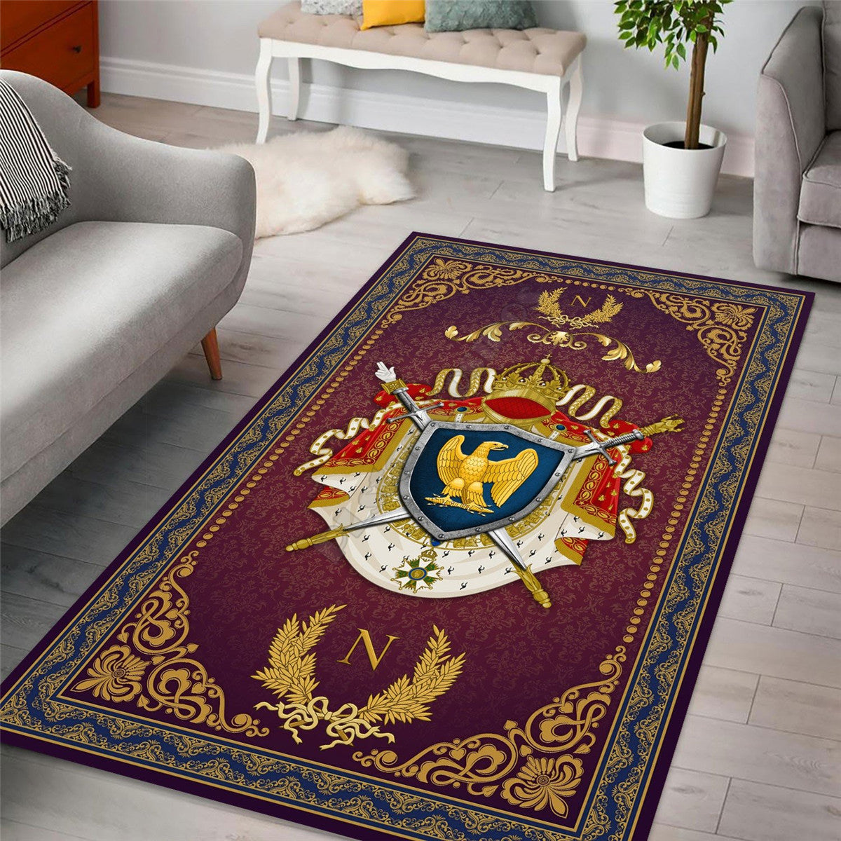 ALDO Home & Kitchen>Area Rugs>Carpet Napoleon Coat Of Arms Modern Luxury Non-Slip Stain Resistant Rug Carpet