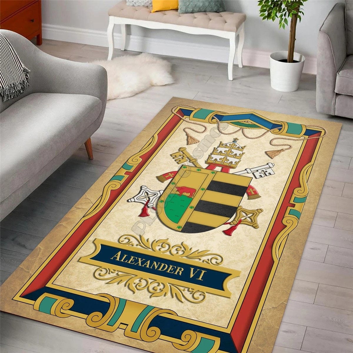 ALDO Home & Kitchen>Area Rugs>Carpet Vatican  Coat Of Arms For Pope Alexander VI Christian Luxury Non-Slip Stain Resistant Rug Carpet