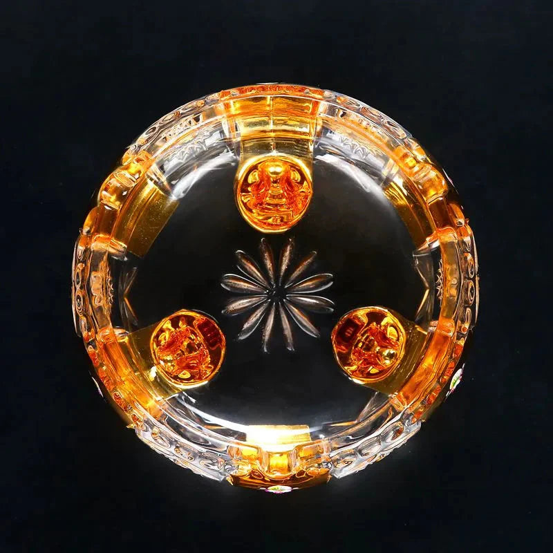 ALDO Home & Kitchen>Ashtray Luxury Style Hand Made Fine Crysta Large Designer Cigars Sigarette  Ashtrays With Real Gold Leaf