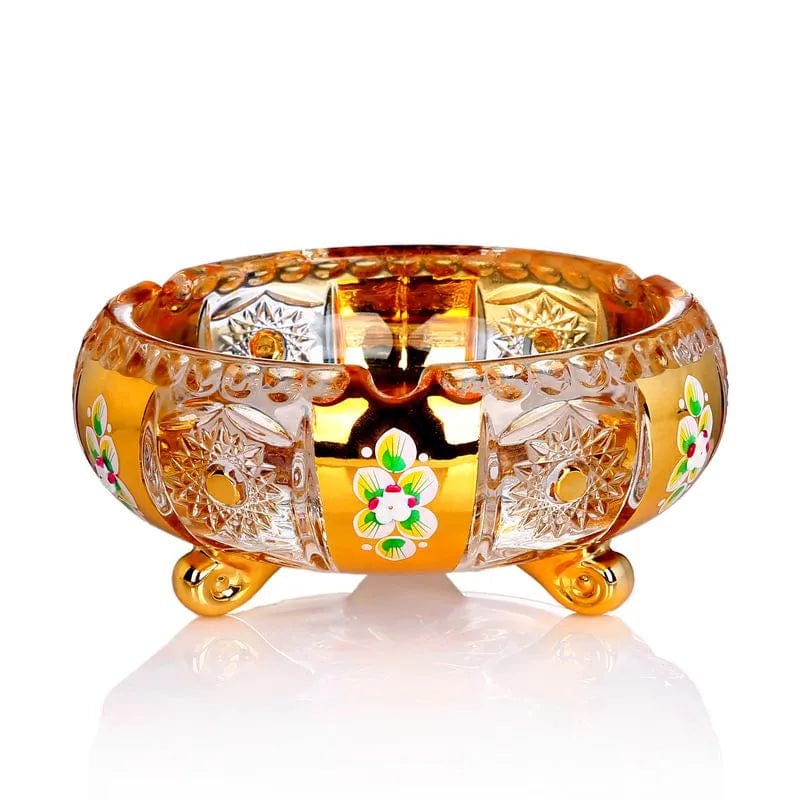 ALDO Home & Kitchen>Ashtray Luxury Style Hand Made Fine Crysta Large Designer Cigars Sigarette  Ashtrays With Real Gold Leaf
