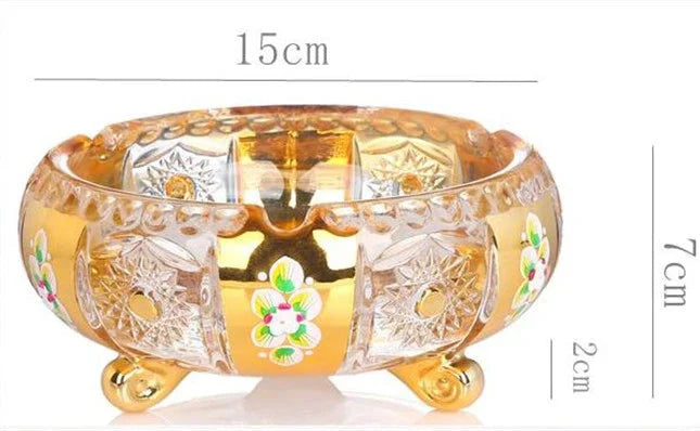 ALDO Home & Kitchen>Ashtray Luxury Style Hand Made Fine Crysta Large Designer Cigars Sigarette  Ashtrays With Real Gold Leaf
