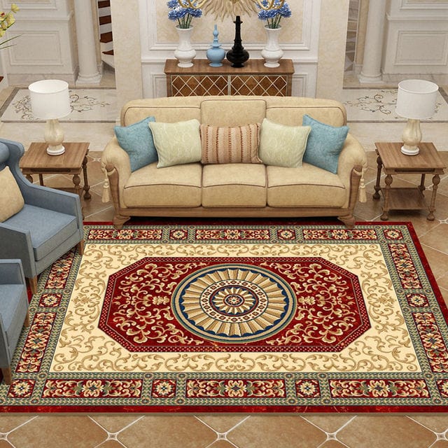 Versace Style Red and Gold Luxury Non-Slip Rug Carpet – Collection Shop
