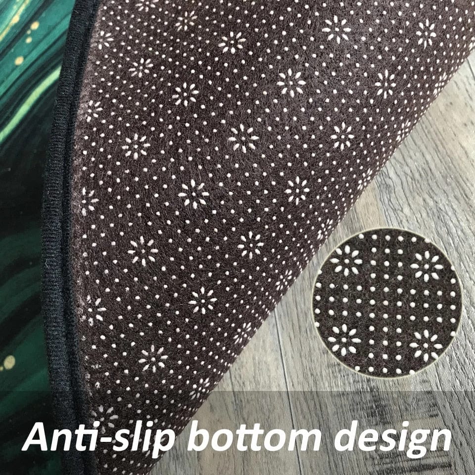 ALDO Home & Kitchen>Cups, Mugs, & Saucers Versace Style Green Marble and Gold Luxury Non-Slip Round  Rug Carpet