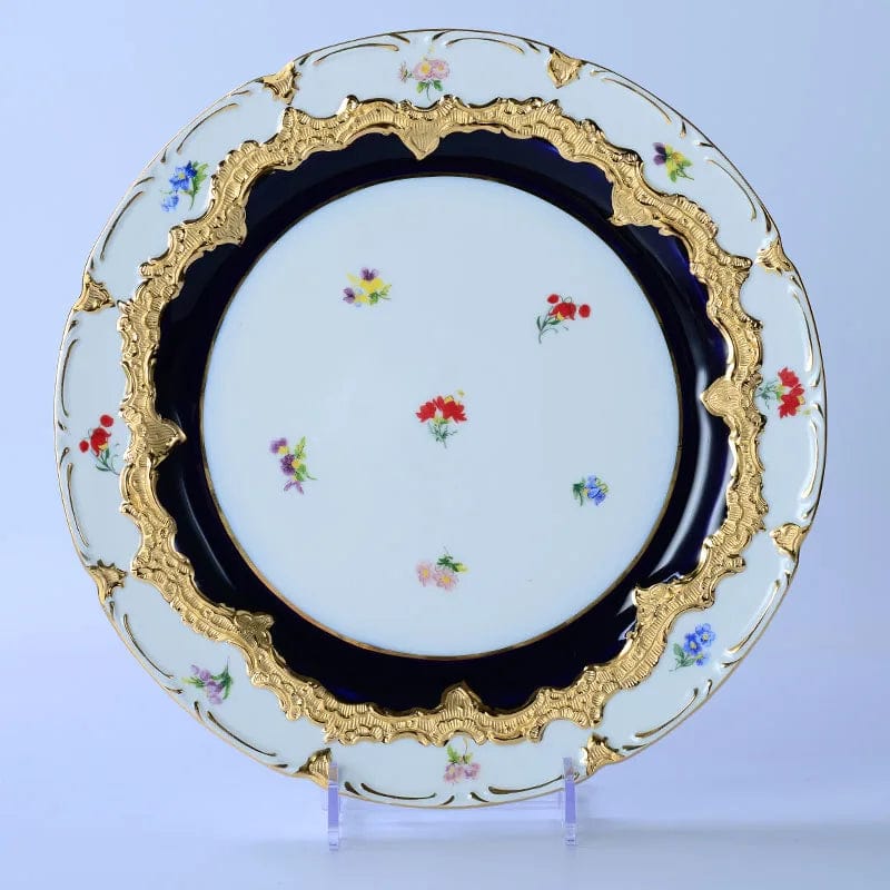 ALDO Home & Kitchen>Dinner Set>Tableware> Drinkware/ 12-inch plate Royal Cort Luxury  Style Fine Porcelain 24 K Gold Plated Blue and White Coffee Tea sets