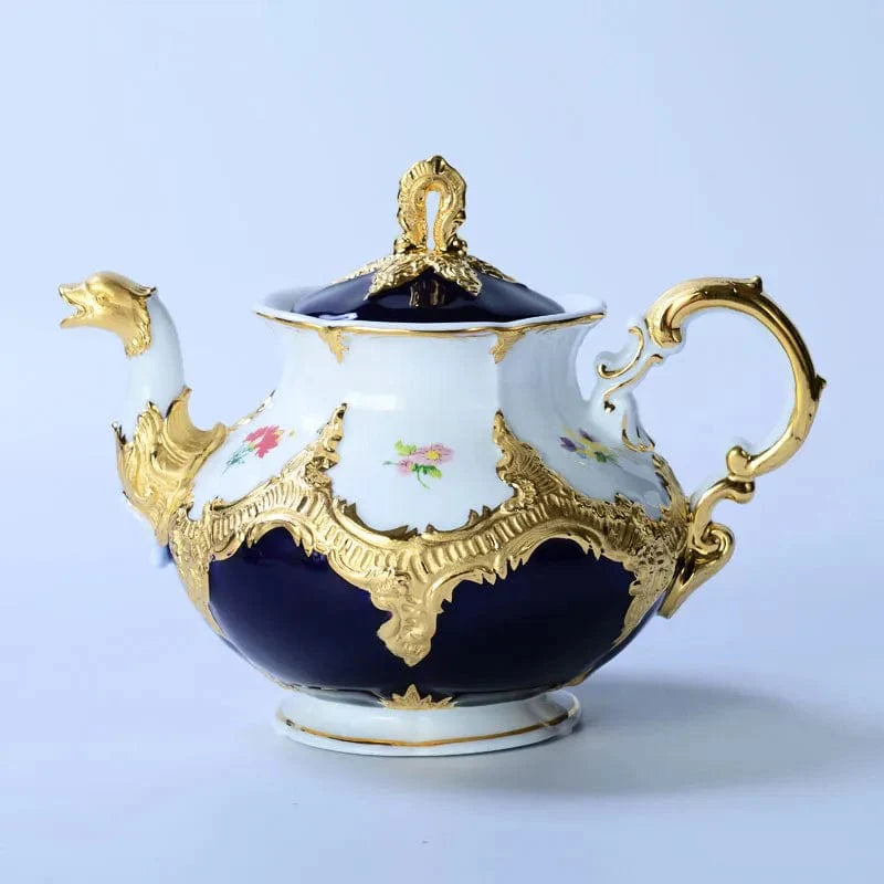 ALDO Home & Kitchen>Dinner Set>Tableware> Drinkware/ Coffee pot Royal Cort Luxury  Style Fine Porcelain 24 K Gold Plated Blue and White Coffee Tea sets