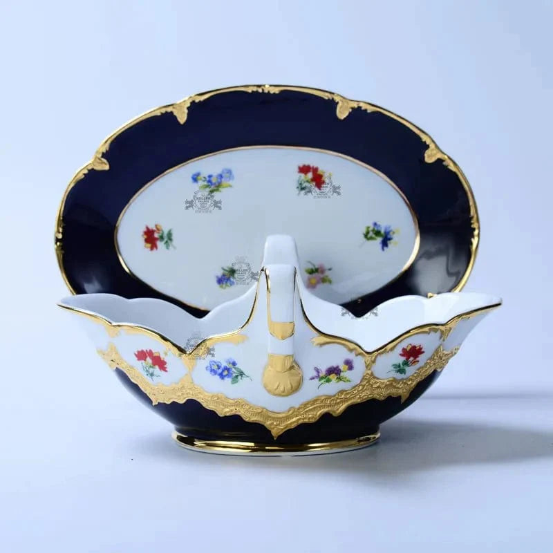 ALDO Home & Kitchen>Dinner Set>Tableware> Drinkware/ Royal Cort Luxury  Style Fine Porcelain 24 K Gold Plated Blue and White Coffee Tea sets