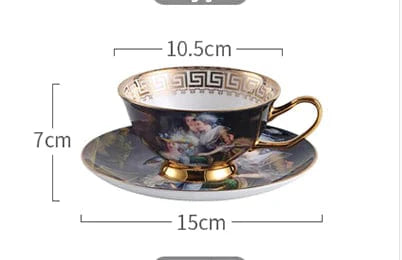 ALDO Home & Kitchen>Dinner Set Unique English Royal Style Coffee and Tea Set with Vintage Art Hand Made Fine Porcelain 24 Karat Gold Plated To Serve 2 Persons