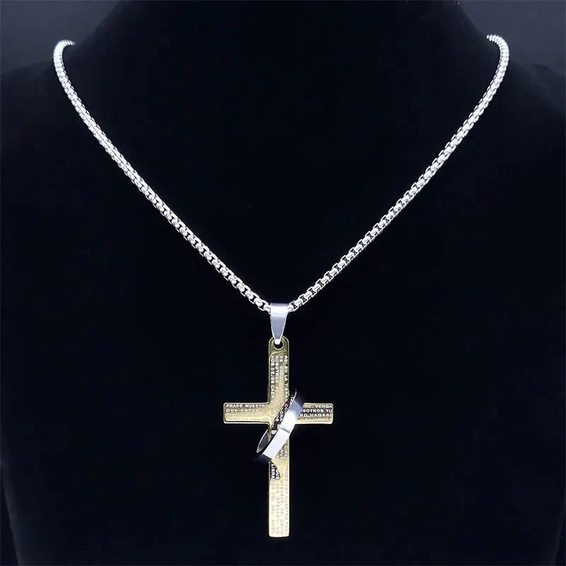 ALDO Jewelry Christian Religion Spainsh Cross With Heart for Men and Women Stainless Steel