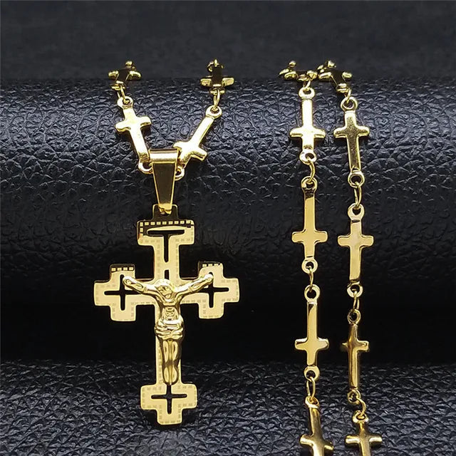 ALDO Jewelry Designer Christian Cross Jesus  Amulet Pendant Necklace for Man and Woman