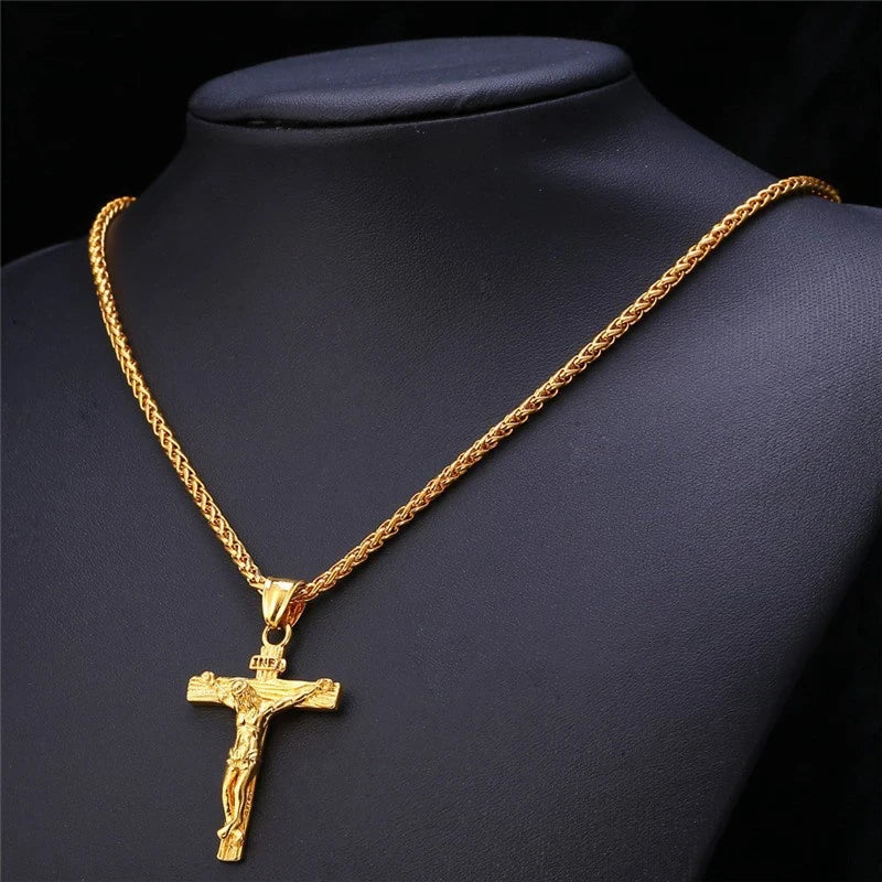ALDO Jewelry Designer Christian Cross with Jesus Christ Prayers  Amulet Pendant Necklace