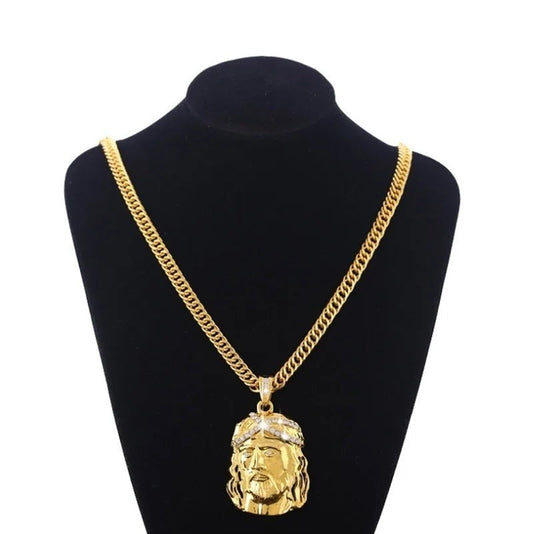 ALDO Jewelry Jesus Christ Designer Christian Amulet Pendant Necklace with Rhinestones