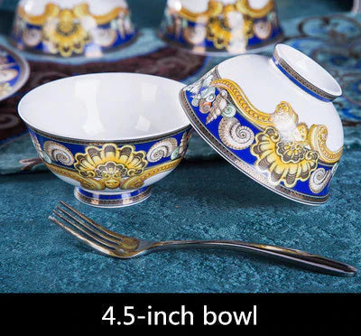ALDO Kitchen & Dining > Tableware > Dinnerware Luxury European Royal Style Blue Ocean Hand Made Fine Porcelain Dinner Set For 10 Person