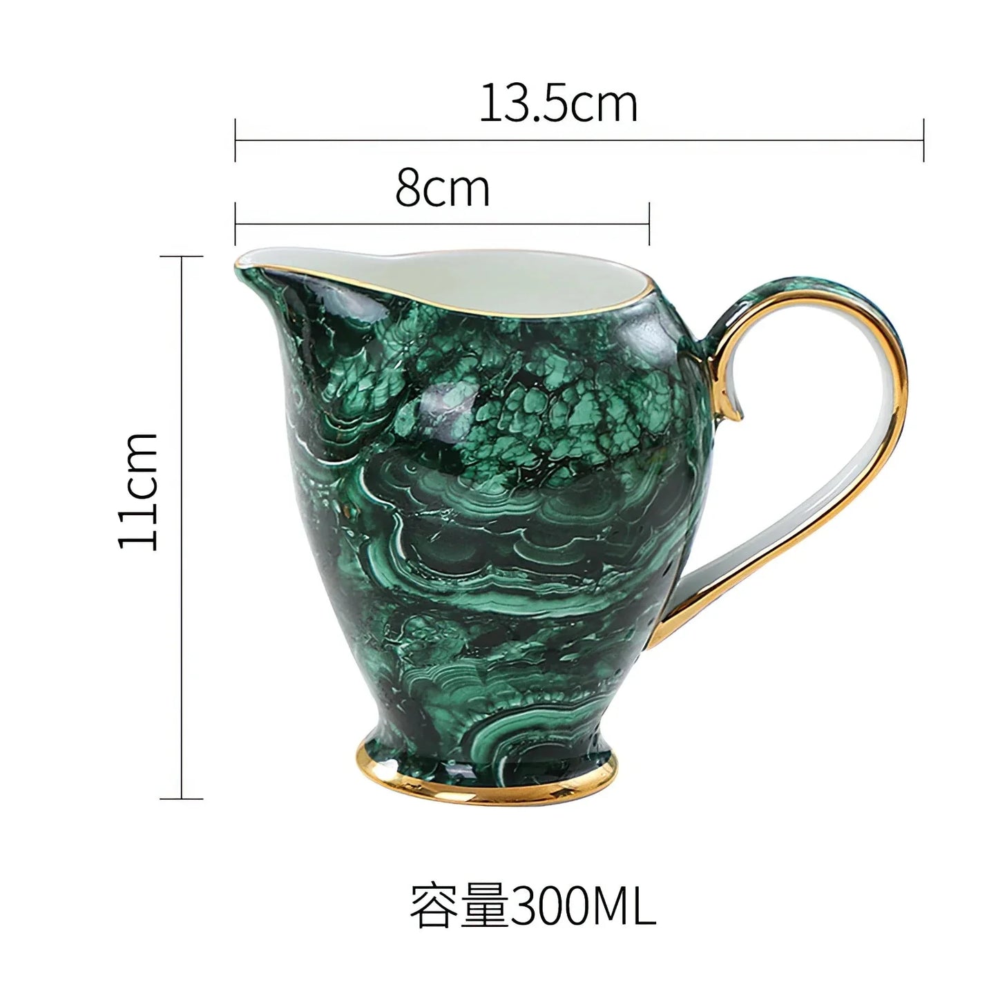 ALDO ‎> Kitchen & Dining > Tableware > Dinnerware milk jug Luxury Green Bone China Pocelain 24 carat Gold  Plated Coffee Tea Set