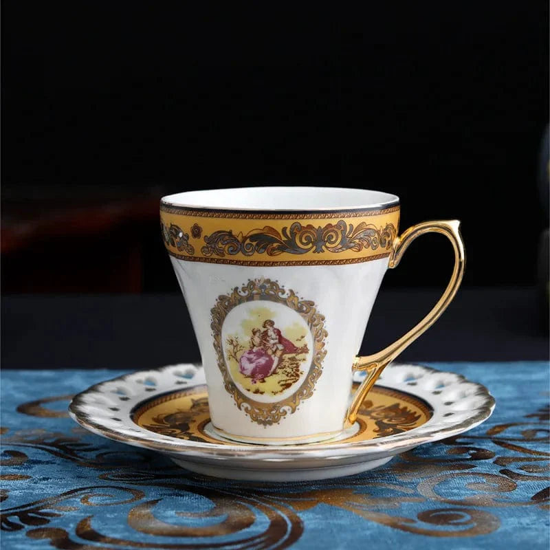 ALDO ‎> Kitchen & Dining > Tableware > Dinnerware Venitian Art Elegant Bone China Pocelain 24 carat Plated 15 Piece Coffee Tea Set
