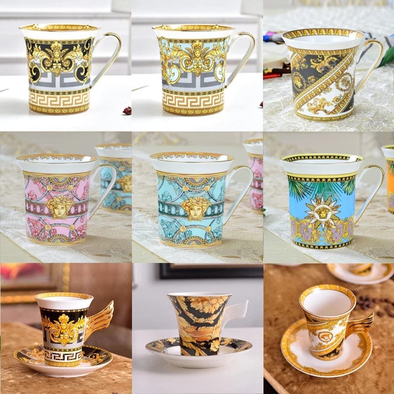 ALDO ‎> Kitchen & Dining > Tableware > Dinnerware Versace Style Luxury  Classic  Coffee and Tea Ceramic 24 karat Gold Plated Mugs