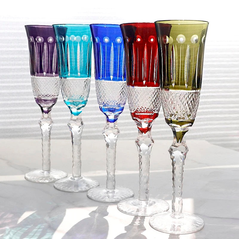 ALDO Kitchen & Dining > Tableware > Drinkware Amazing Luxury Japanize Lead Free Hand Cut and Hand Blown Champagne Flute Crystal  Glasses