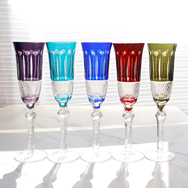 ALDO Kitchen & Dining > Tableware > Drinkware Amazing Luxury Japanize Lead Free Hand Cut and Hand Blown Champagne Flute Crystal  Glasses